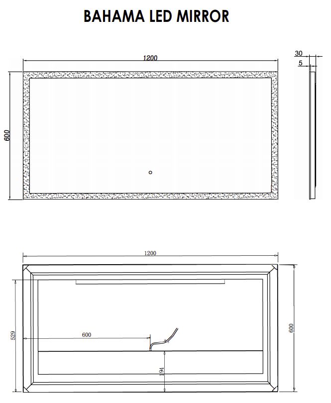 47-1/4 x 23-5/8-Inch Bahama Frameless LED Lighted Vanity Mirror 1 47-1/4 x 23-5/8-Inch Bahama Frameless LED Lighted Vanity Mirror