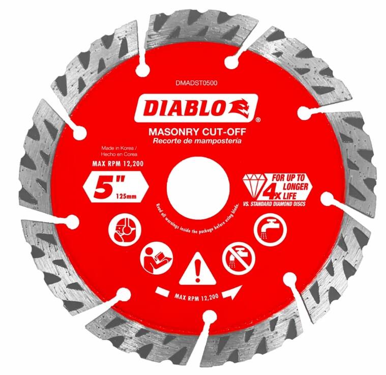 5-Inch Diamond Segmented Turbo Cut-Off Discs For Masonry 1 5-Inch Diamond Segmented Turbo Cut-Off Discs For Masonry