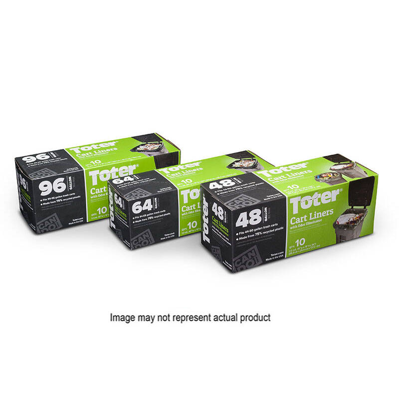 10-Pack 64-Gallon Capacity Black Plastic Trash Cart Liner