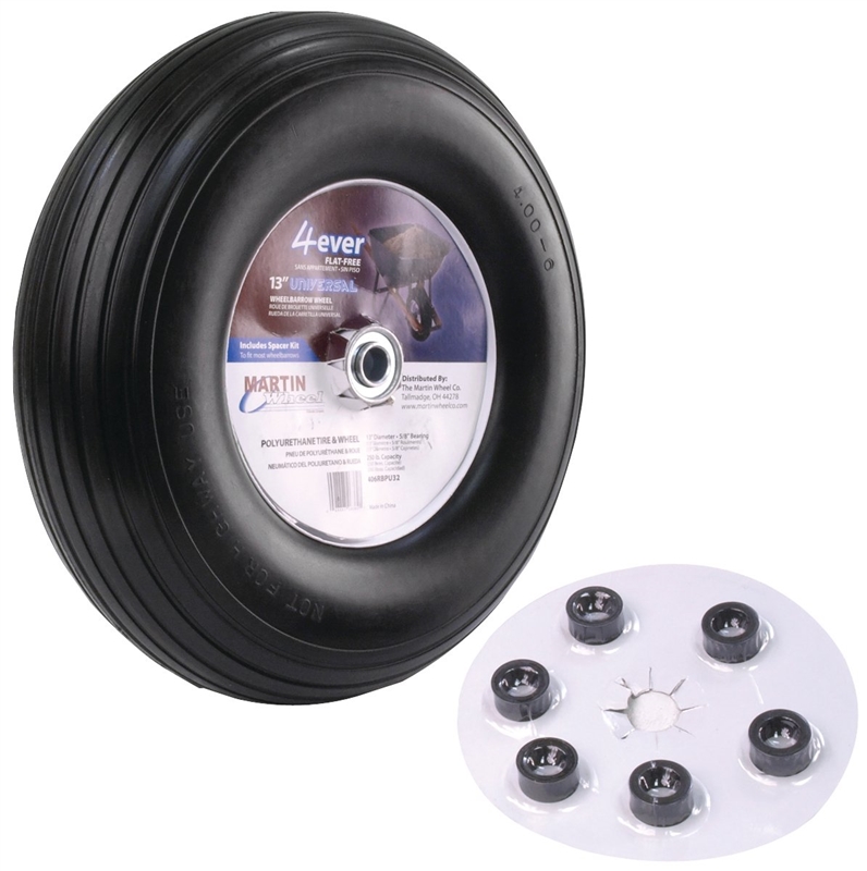 13-Inch Flat Free Wheelbarrow Wheel With Universal Hub