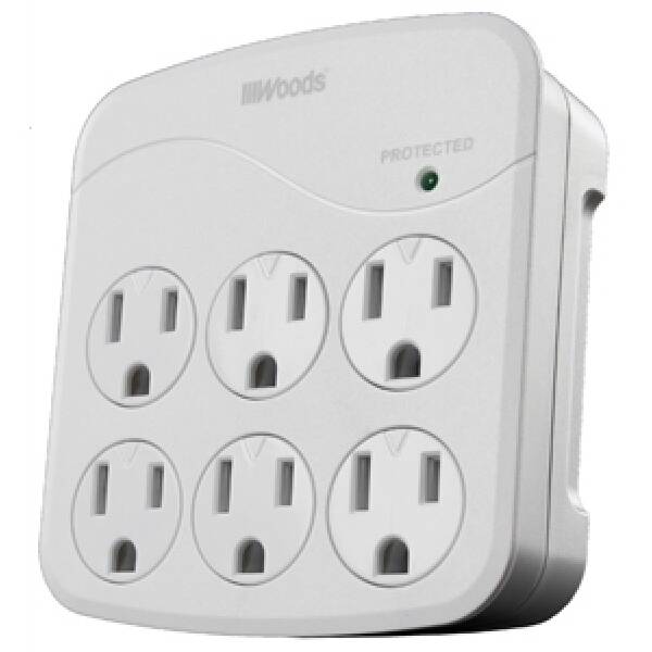 15-Amp 6-Outlet White Surge Protector