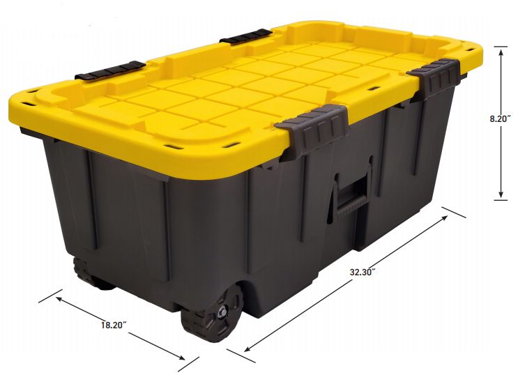 20-Gallon Footlocker Black Storage Tote With Wheels 3 20-Gallon Footlocker Black Storage Tote With Wheels