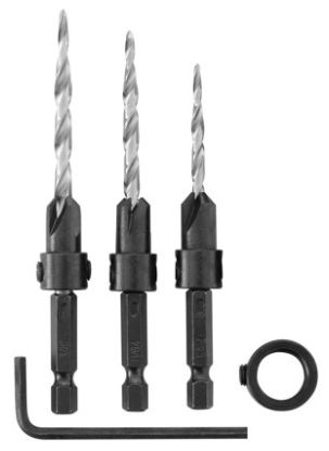 Tapered Wood Countersink Drill Bit Set, 4-Piece