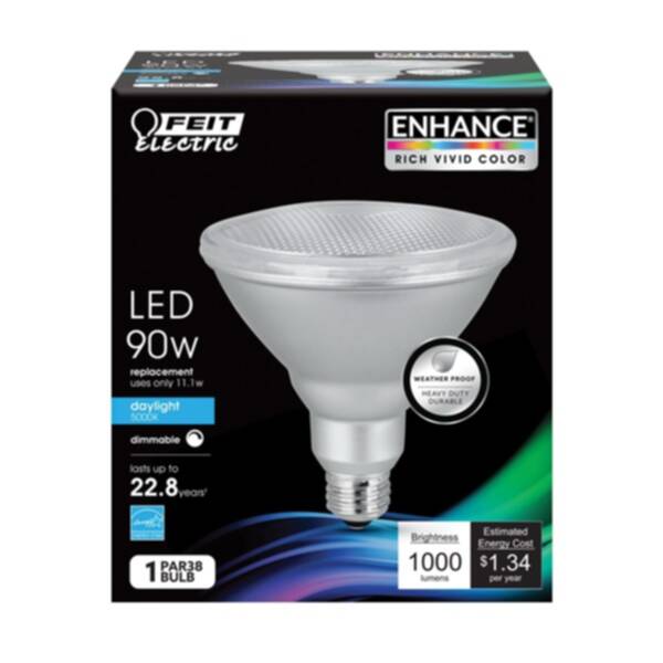 Enhance® 90-Watt Equivalent PAR38 E26-Medium Daylight Dimmable Reflector LED Light Bulb, 1-Pack 1 Enhance® 90-Watt Equivalent PAR38 E26-Medium Daylight Dimmable Reflector LED Light Bulb, 1-Pack