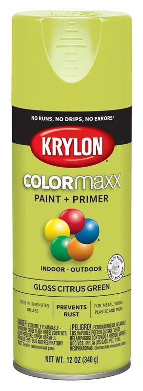 12-Ounce Gloss Citrus Green ColorMaxx Paint Plus Primer Spray 1 12-Ounce Gloss Citrus Green ColorMaxx Paint Plus Primer Spray