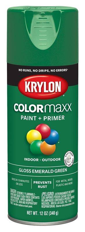 12-Ounce Gloss Emerald Green ColorMaxx Paint Plus Primer Spray 1 12-Ounce Gloss Emerald Green ColorMaxx Paint Plus Primer Spray