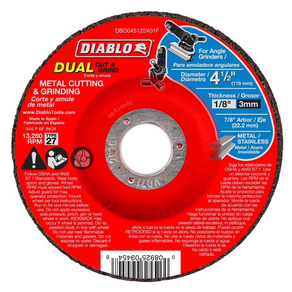 4-1/2-Inch Metal Dual Cut & Grind Disc, Type 27 1 4-1/2-Inch Metal Dual Cut & Grind Disc, Type 27