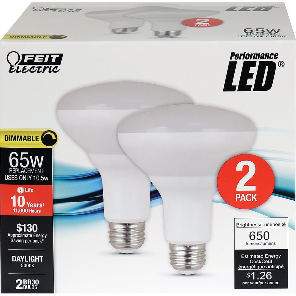 Performance LED® 65-Watt Equivalent BR30 E26-Medium Daylight Dimmable LED Light Bulb, 6-Pack