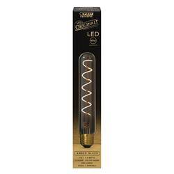 Vintage Edison 40-Watt Equivalent T10 E26-Medium Amber Glass Soft White Dimmable LED Light Bulb, 1-Pack