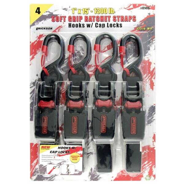 1-Inch X 15-Inch Ratchet Strap, 4-Pack
