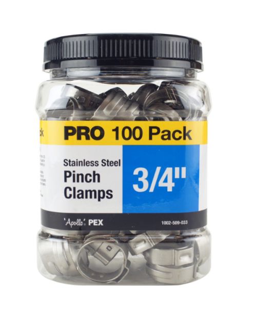 3/4-Inch Stainless Steel Pinch Clamp, 100-Pack