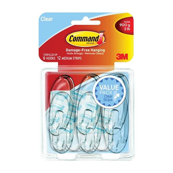 2-Pound Capacity Medium Clear Decorative Hooks 3 2-Pound Capacity Medium Clear Decorative Hooks