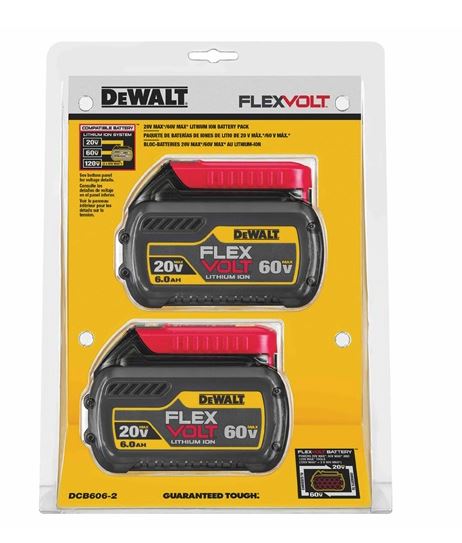 20-Volt /60-Volt Max Flexvolt 6.0 Ah Battery, 2-Pack