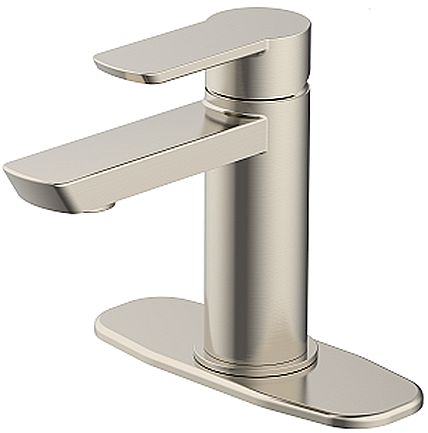 Brushed Nickel 1-Handle Bathroom Sink Faucet With Pop-Up Drain, 4\