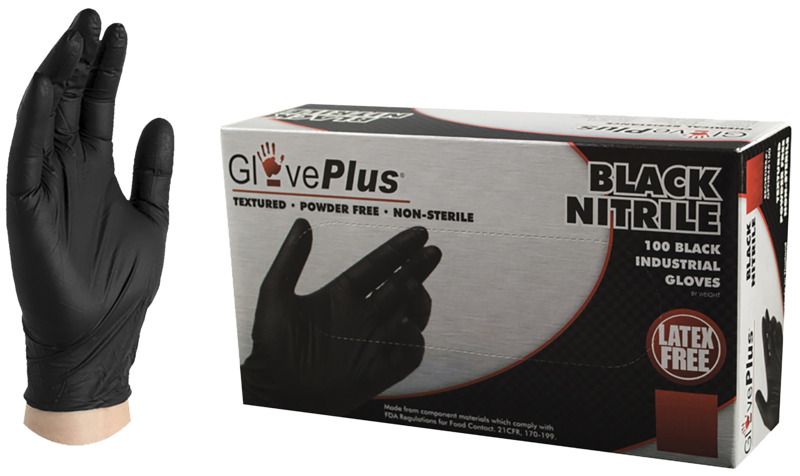 Black Latex-Free Nitrile Industrial Disposable Glove, Box Of 100 1 Black Latex-Free Nitrile Industrial Disposable Glove, Box Of 100